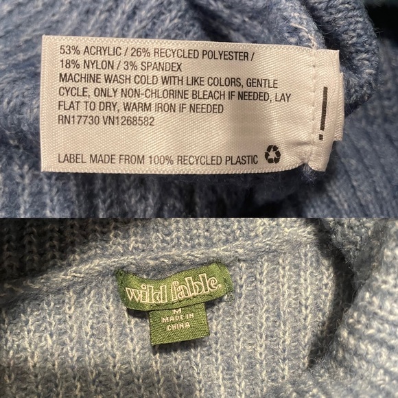 Wild Fable Cropped Turtleneck Pullover Sweater Medium Blue Color Block - Picture 8 of 8